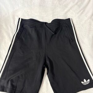 Adidas Men's Black Athletic Shorts with White Stripes